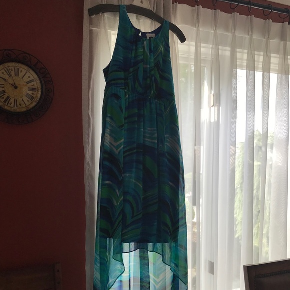 Breezy, Summer hi-low maxi Dress semi-formal, Sheer over short lining Size Large - Picture 7 of 7